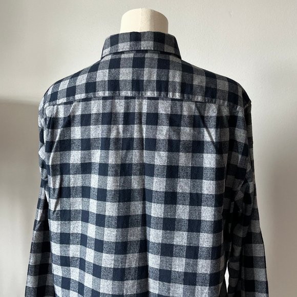 Bonobos Slim Fit Long Check Flannel Button-up Shirt In Atlas Check - Navy Beats - Picture 9 of 10
